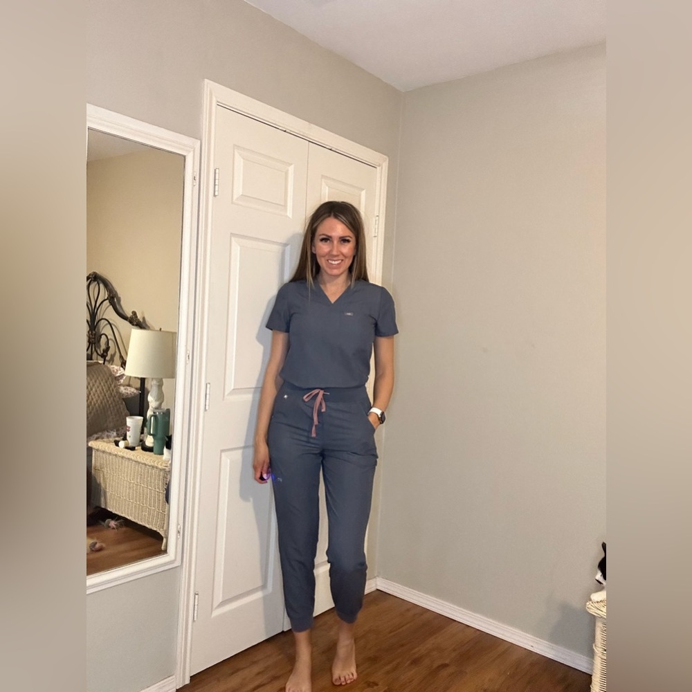 High waisted Zamora joggers heather denim Small